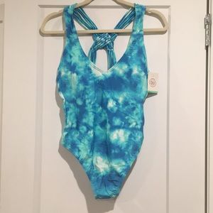 Tie dye one piece swim suit.